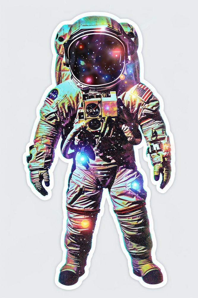 Glitter astronaut flat sticker astronomy universe person.