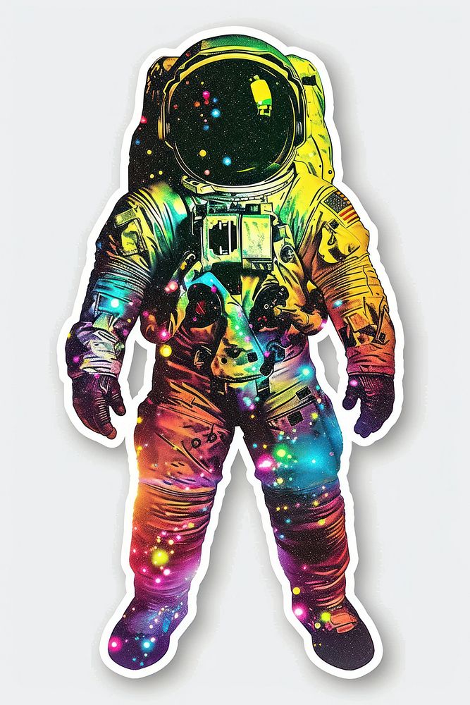 Glitter astronaut flat sticker paintball astronomy universe.
