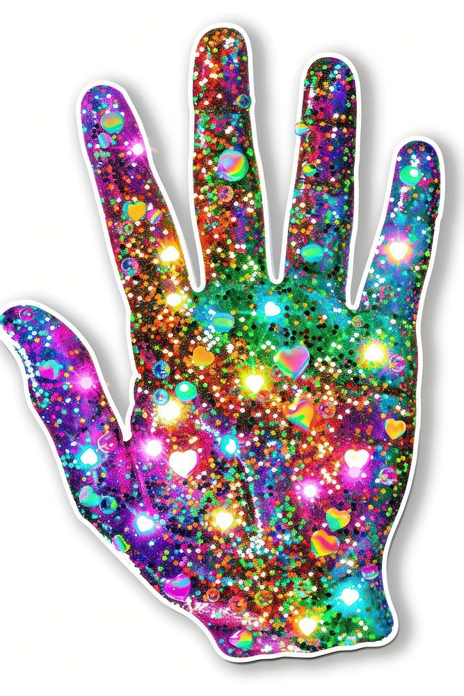 Glitter hand sign flat sticker accessories accessory gemstone.