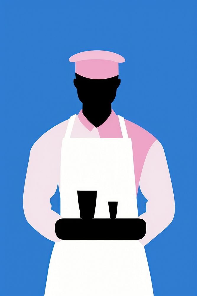A flat illustration of A Barista clothing apparel person.