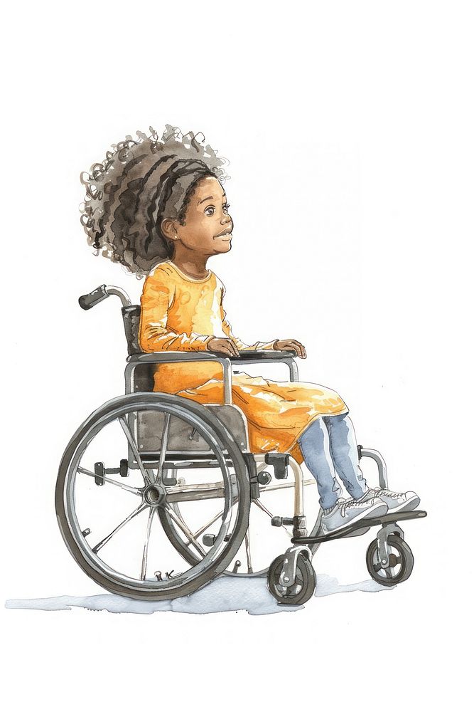 Disabled girl wheelchair sitting child.