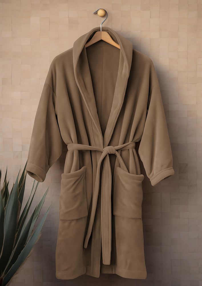 Brown bathrobe mockup psd