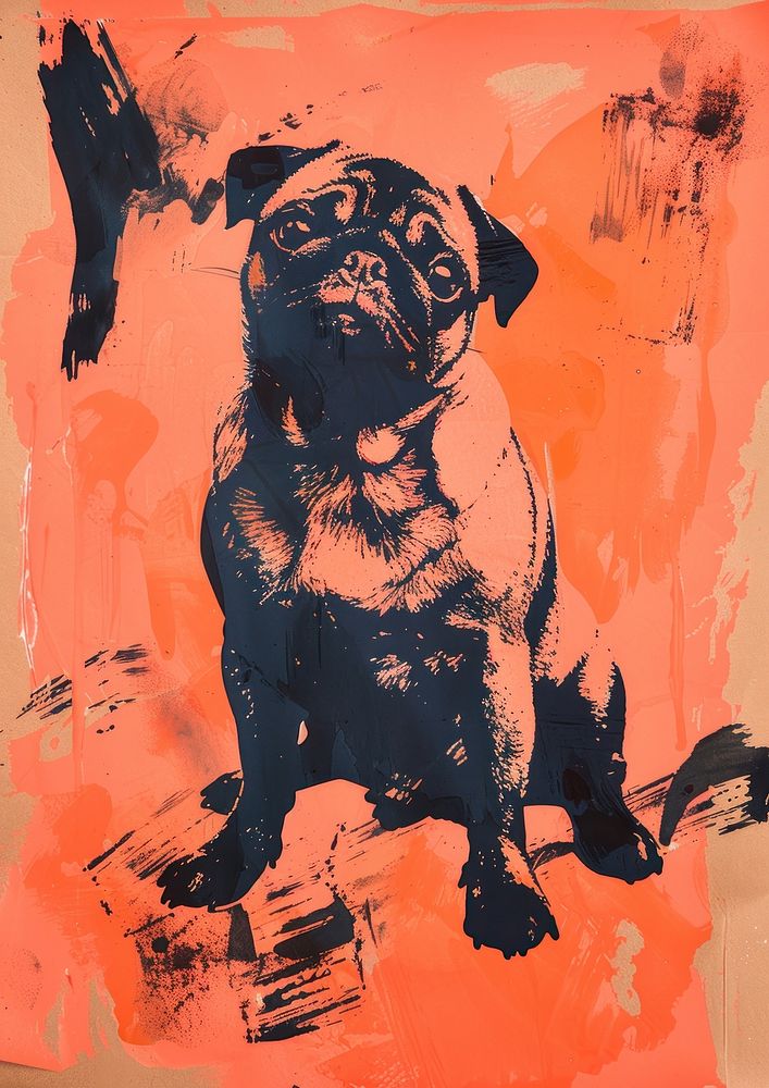 Pug police art painting person.