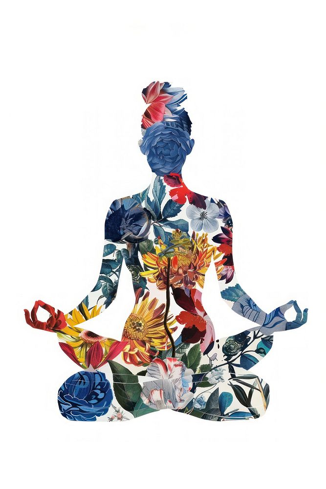 Flower Collage of yoga pose painting clothing apparel.