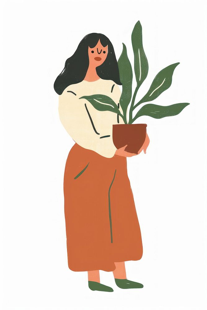 Woman holding a poted plant person female adult.