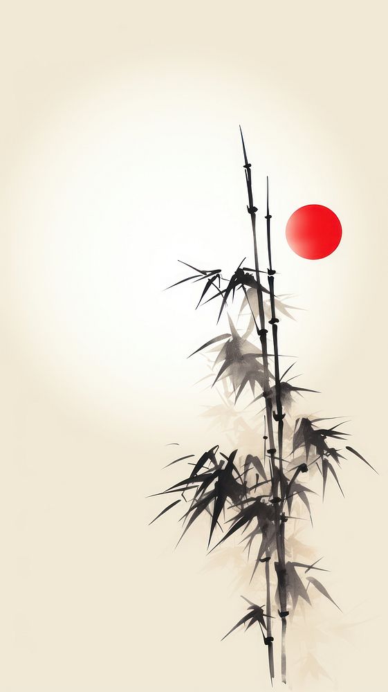 Bamboo tree with the red sun astronomy outdoors balloon.