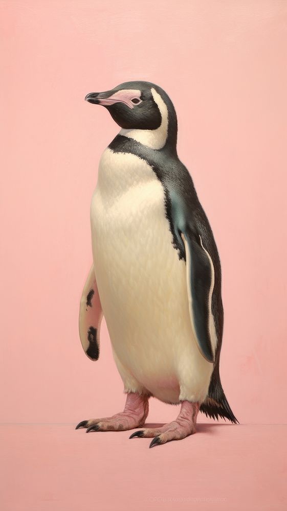 Close up on pale pastel tones penguin animal bird king penguin.