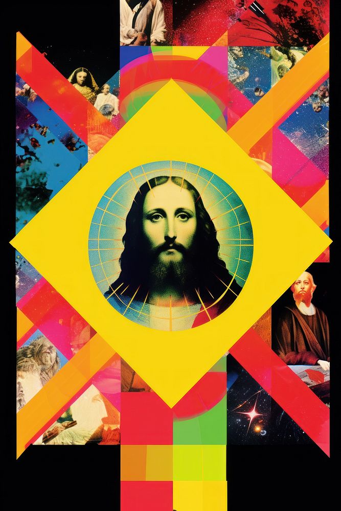Jesus collage art advertisement.