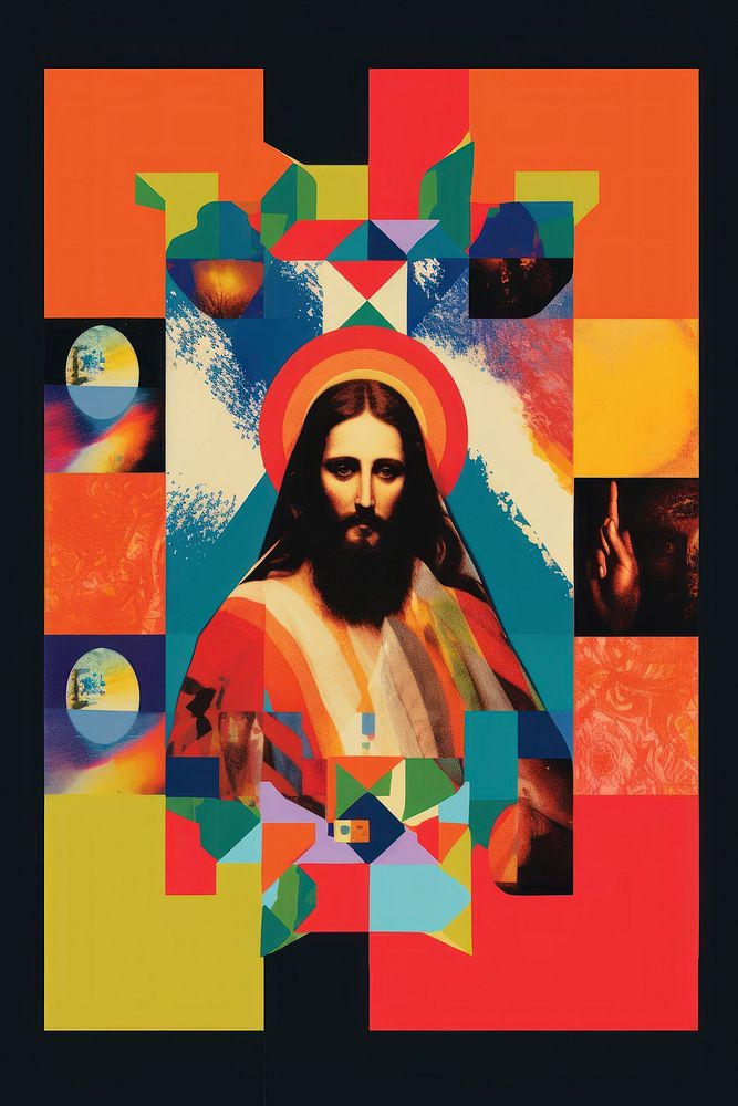 Jesus collage art painting.