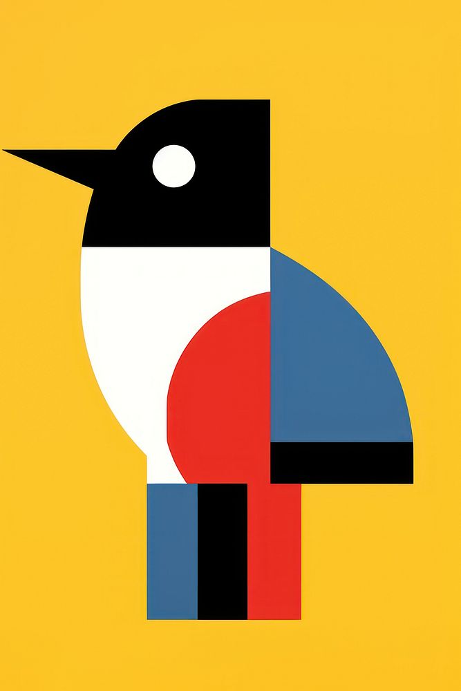 Grid illustration representing of a bird symbol animal cross.