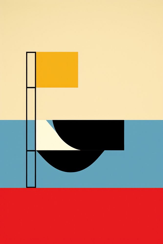 Grid illustration representing of mminimal landscape painting flag art.