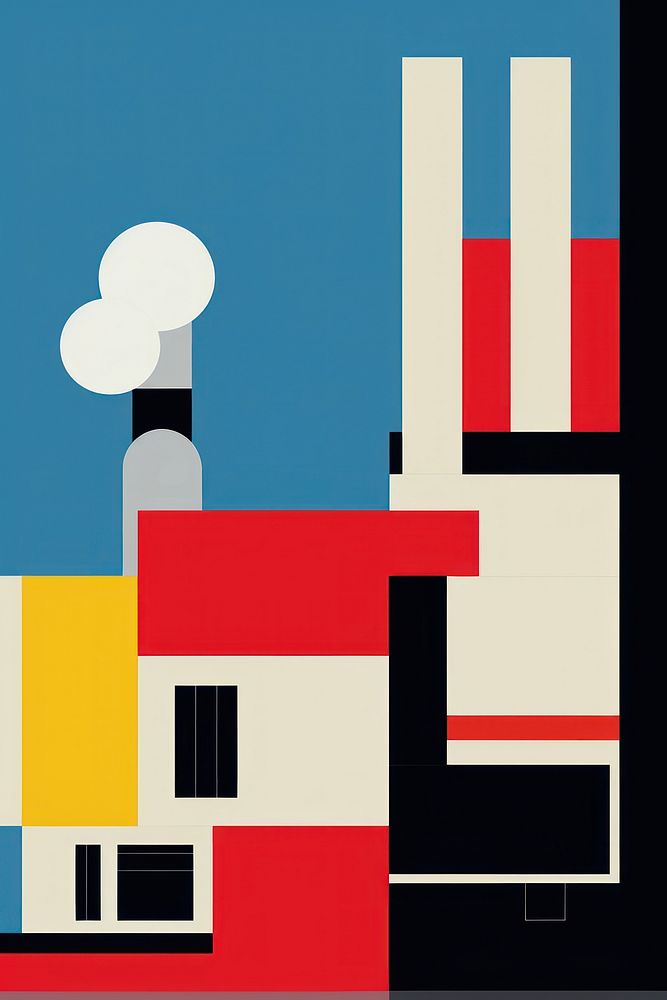Grid illustration representing of Smokestacks architecture astronomy painting.