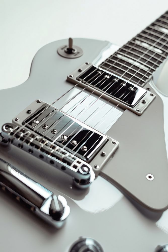 LP shape guitar metallic white body with silver electric guitar musical instrument smoke pipe.