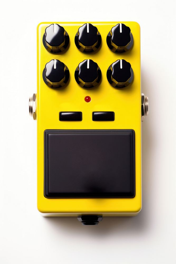 Overdrive guitar effect pedal white and black electrical device.