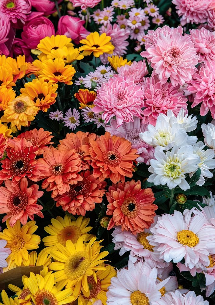A vibrant display of chrysanthemums outdoors flower asteraceae.