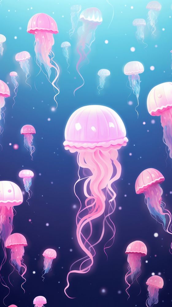 Many sizes of jellyfishes animal invertebrate person.