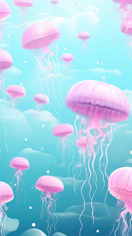 Many sizes of jellyfishes animal invertebrate sea life.