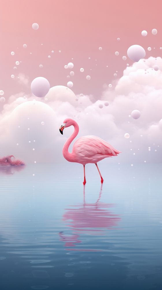 Cute pink flamingo animal balloon bird.