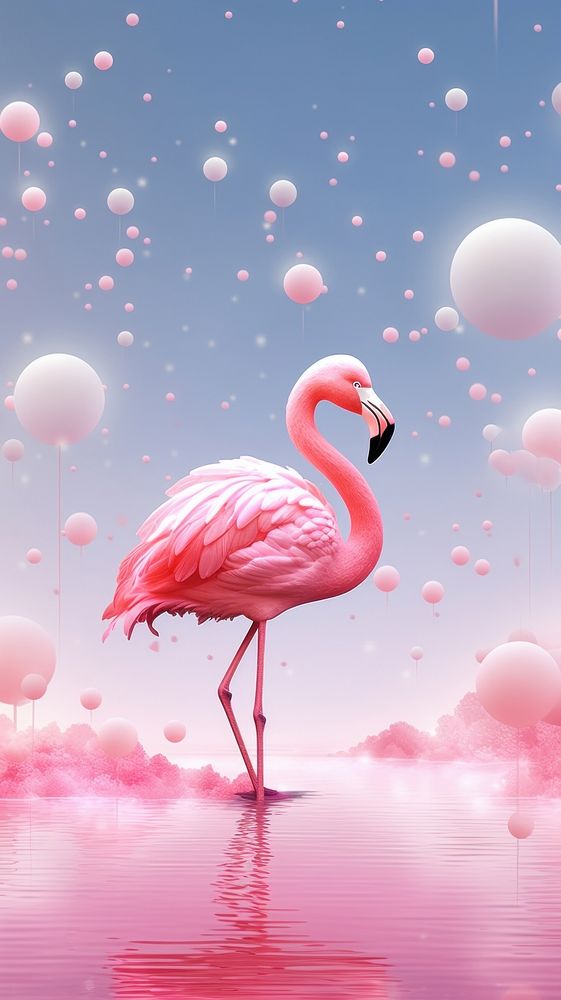 Cute pink flamingo animal balloon bird.