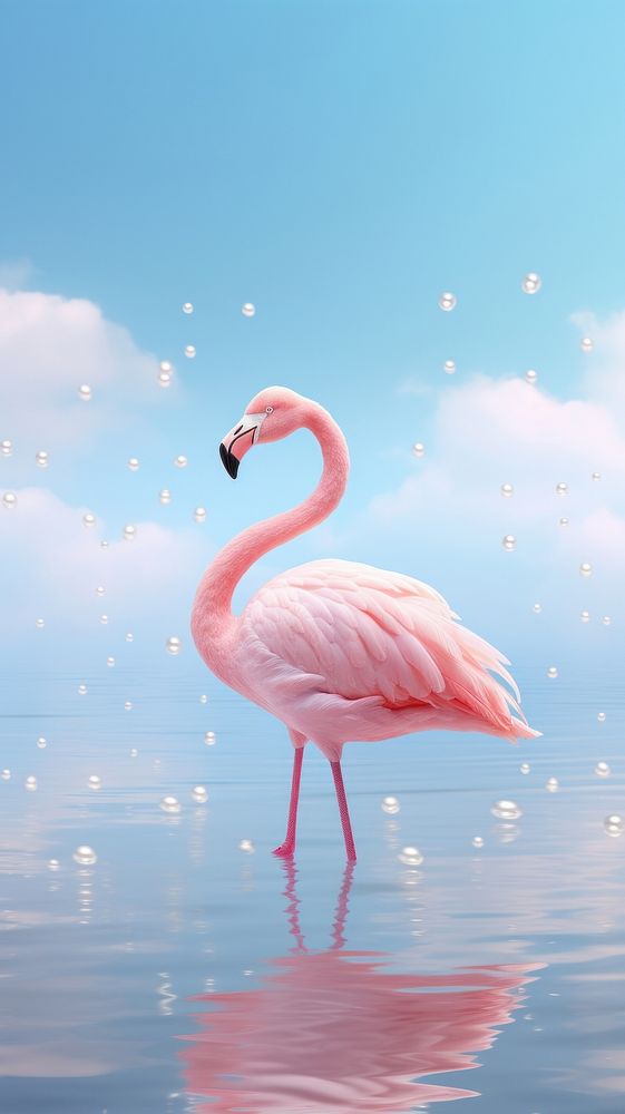 Cute pink flamingo animal bird.
