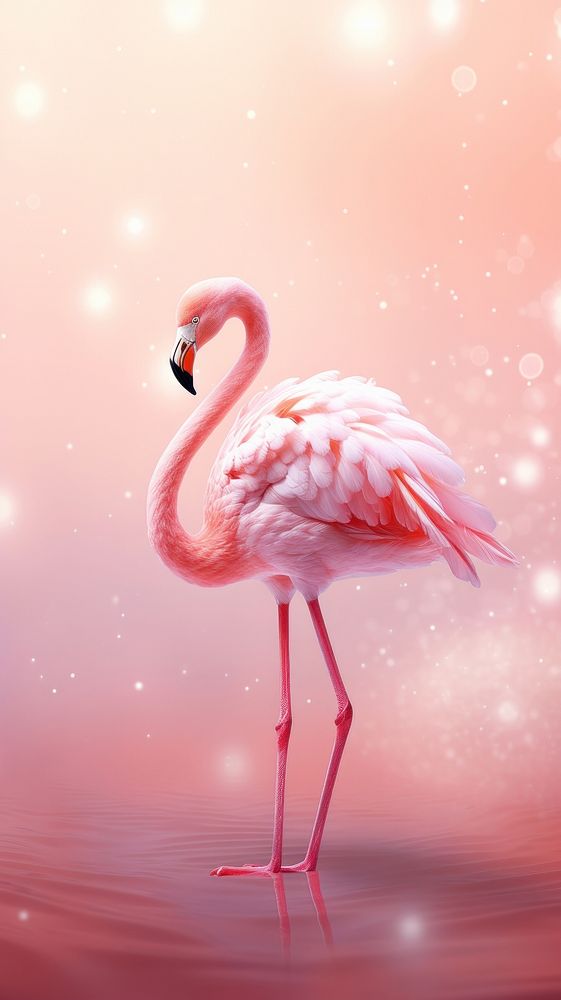 Cute pink flamingo animal bird.