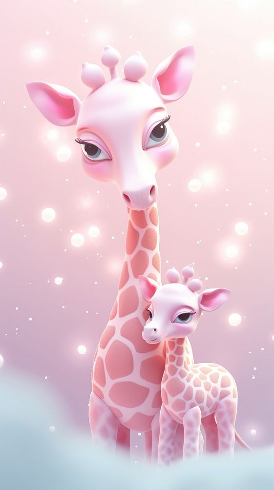 Chubby giraffe mom and her baby animal astronomy wildlife.