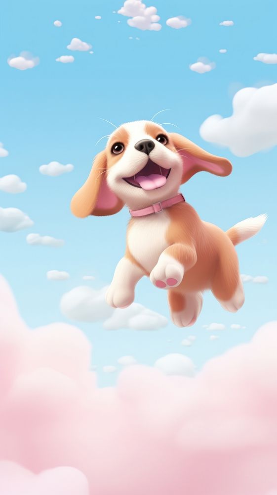 Chubby jumping beagle cartoon animal canine.