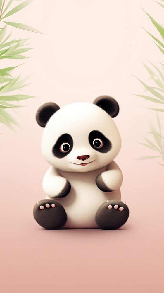 Chubby panda holding a bamboo animal figurine wildlife.