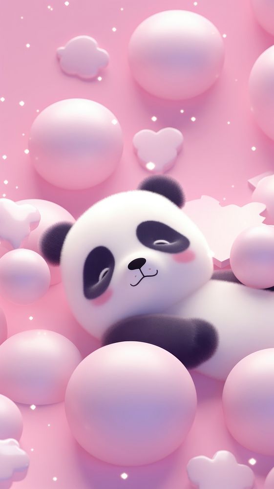 Chubby pandas sleeping balloon people person.