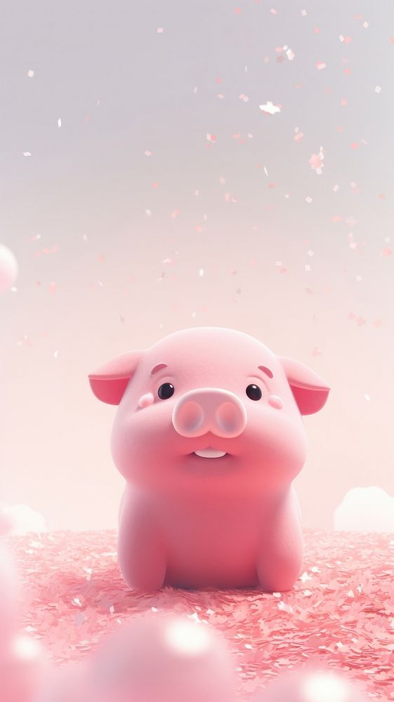 Chubby pink pig animal mammal piggy bank.