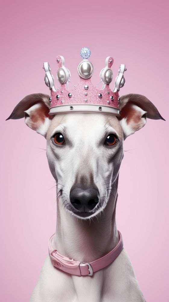 Smart greyhound wearing a crown animal accessories accessory.