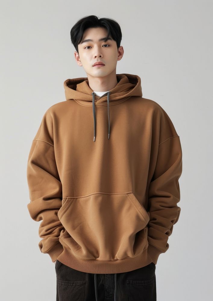 Blank brown sport wear mockup apparel sweatshirt clothing.