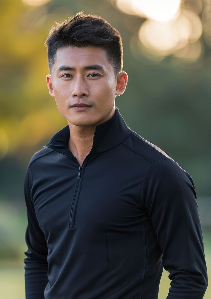 One asian man wear blank fashion sport wear mockup portrait photo photography.
