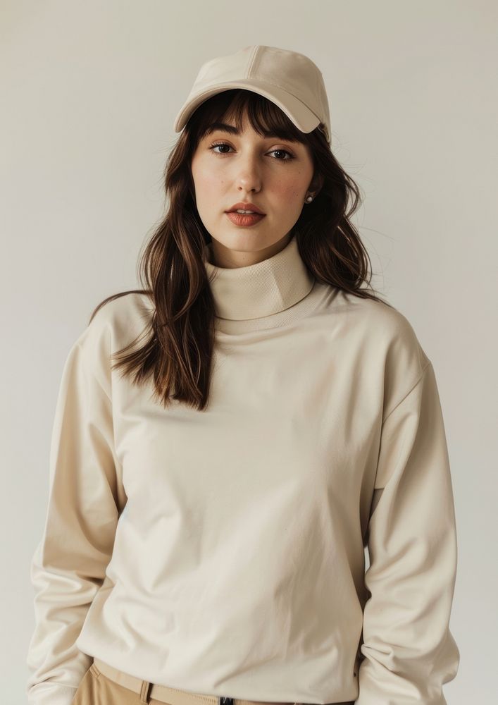One woman wear blank brown fashion golf sport wear mockup apparel clothing knitwear.