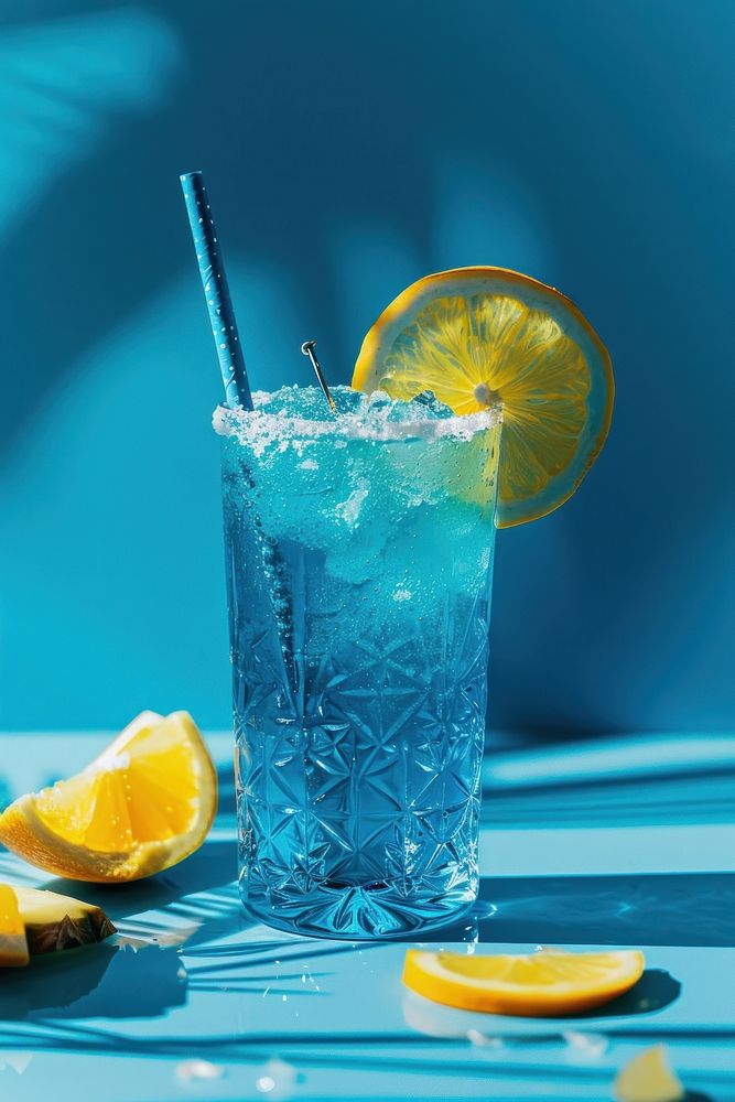 Blue hawaii cocktail beverage lemonade alcohol.