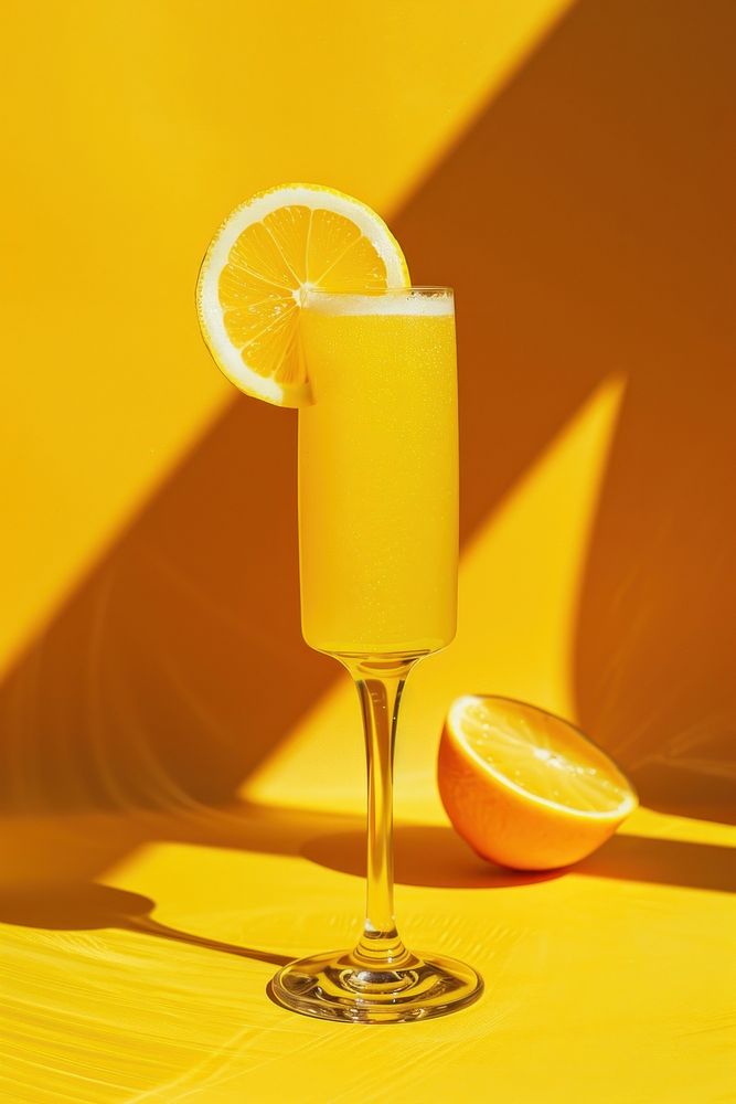 Mimosa cocktail beverage produce orange.