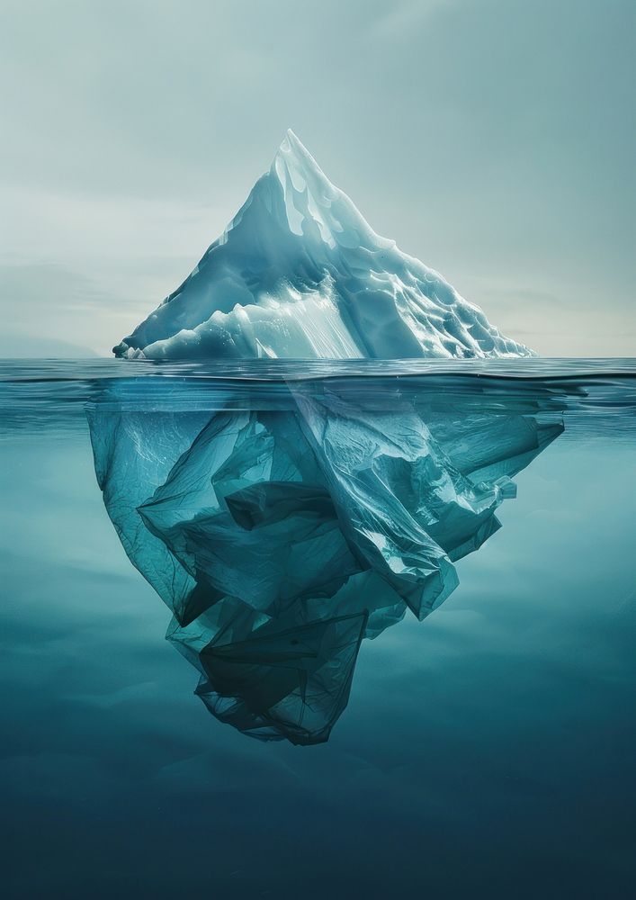 Plastic iceberg floating in the sea outdoors nature.