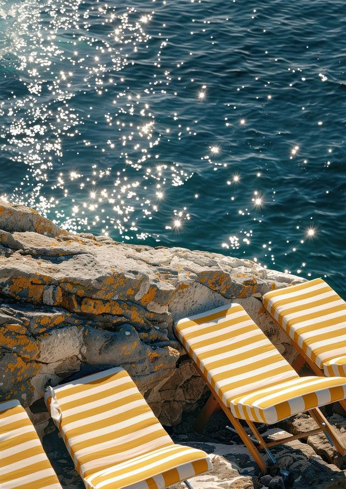 Sunbeds water sea furniture.