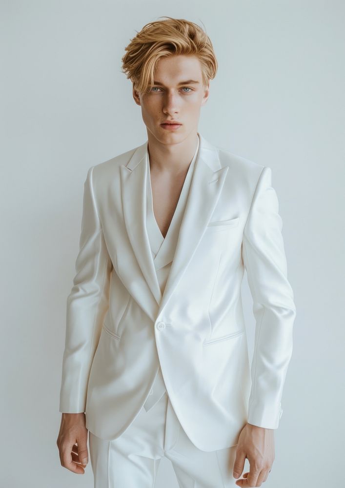 Elegant wedding groom suit clothing apparel blazer.