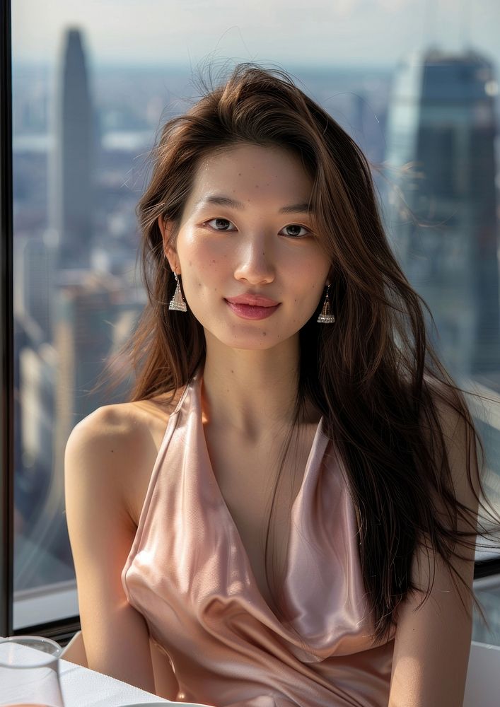 An Asian woman smile photo hair.