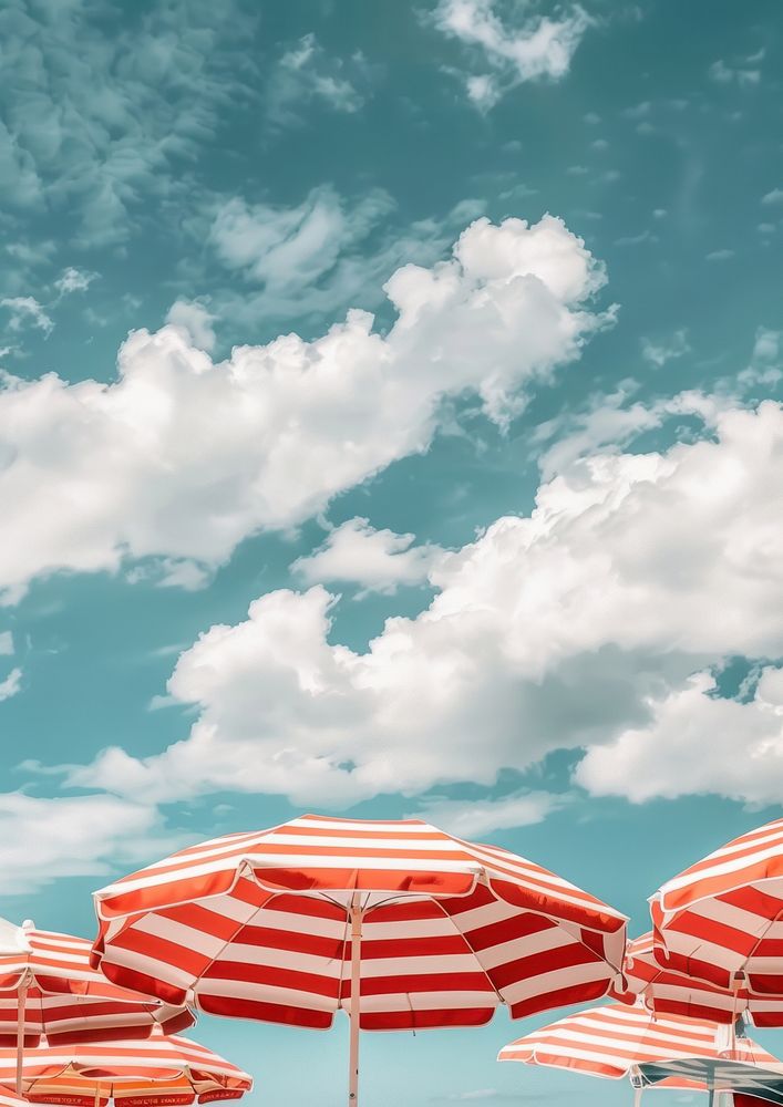 Beach umbrellas sky outdoors horizon.