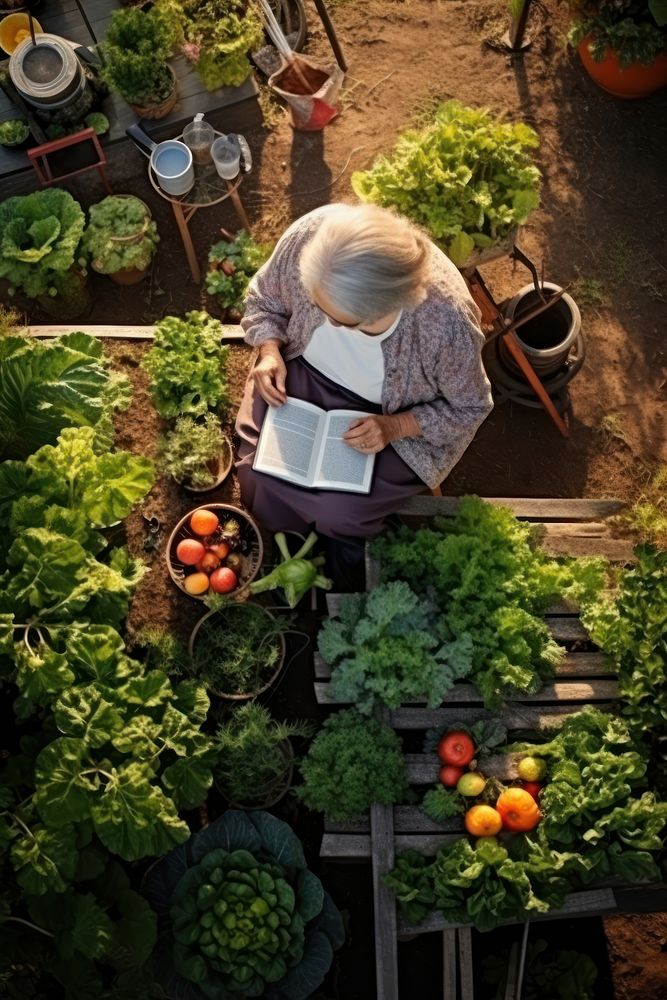 Vegetable plot in his backyard checking quality by tablet woman publication gardening.
