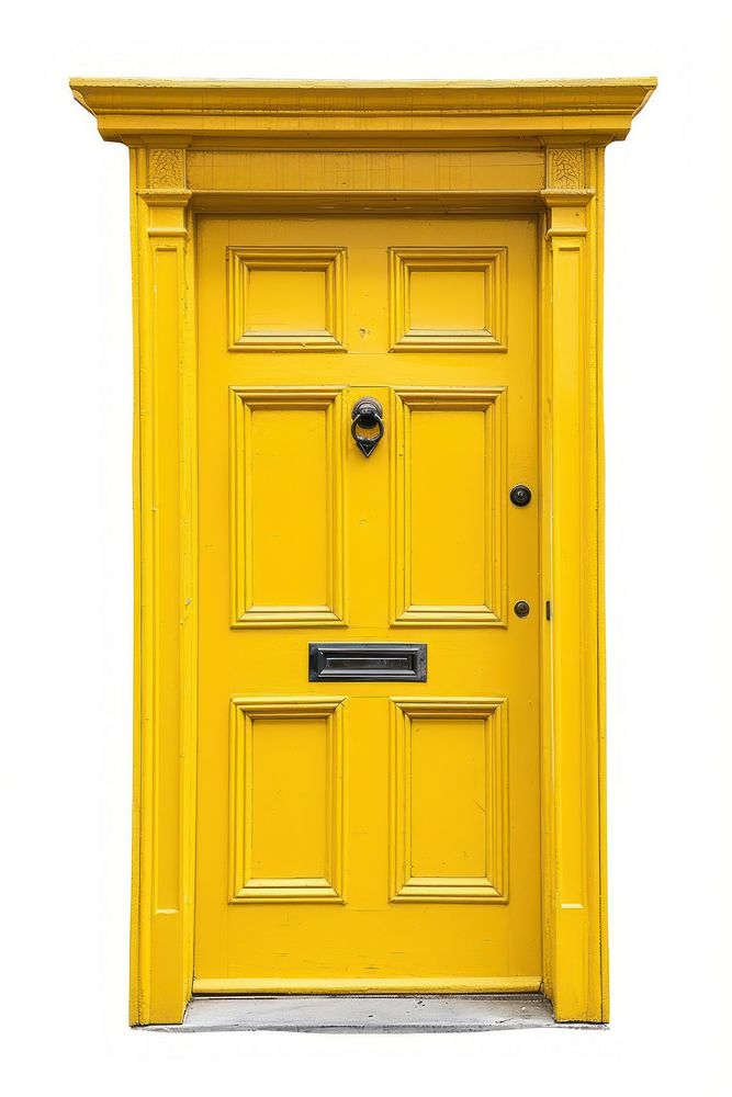 Yellow door letterbox mailbox gate.