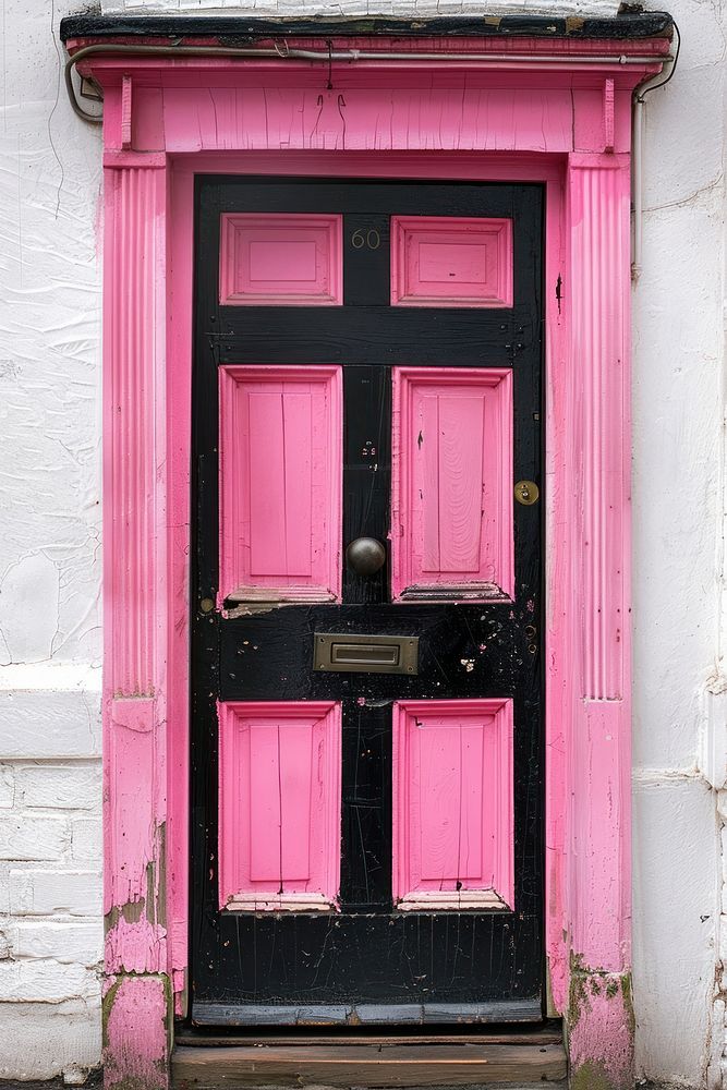 Pink and black door gate.