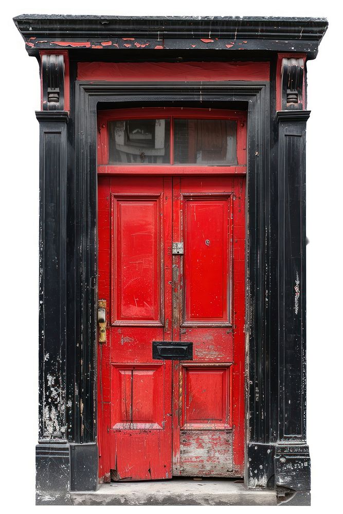 Red and black door gate.