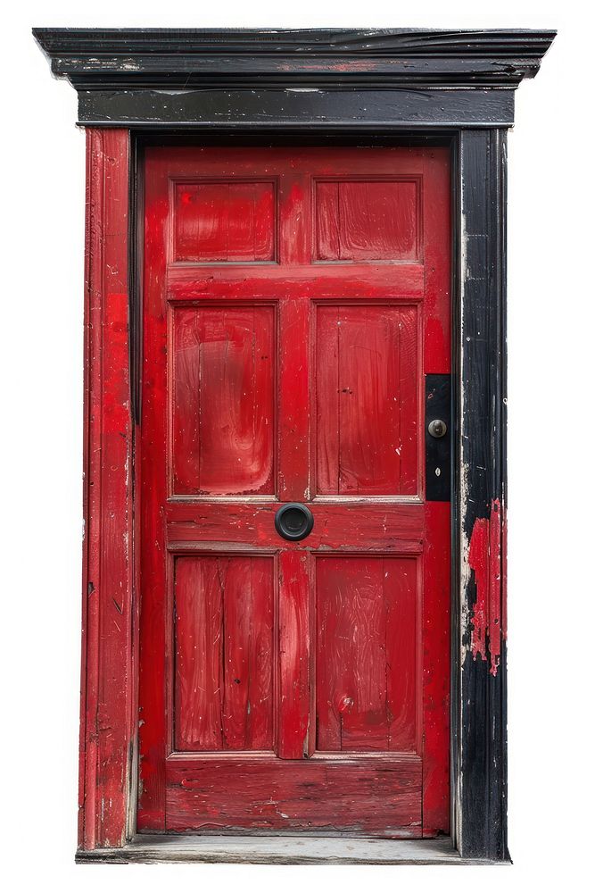 Red and black door furniture cupboard closet.