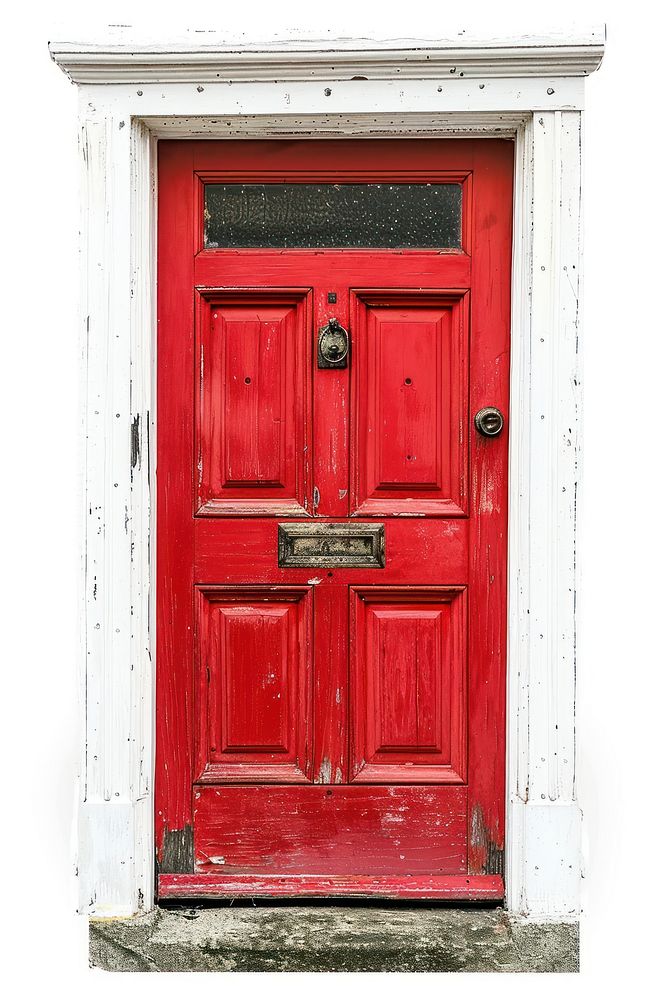 Red door wood gate.