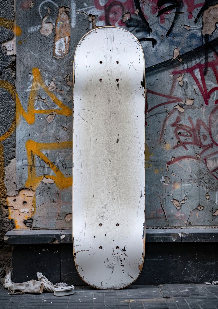 Skateboard mockup painting art.