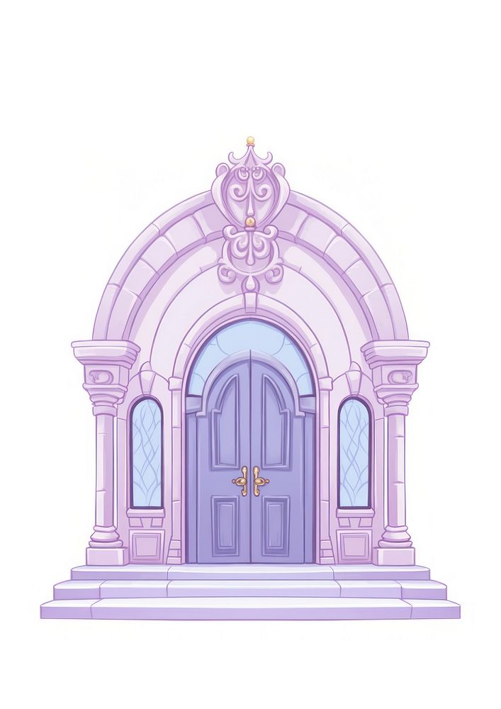 Front the door simple flat design style isolated architecture building worship.