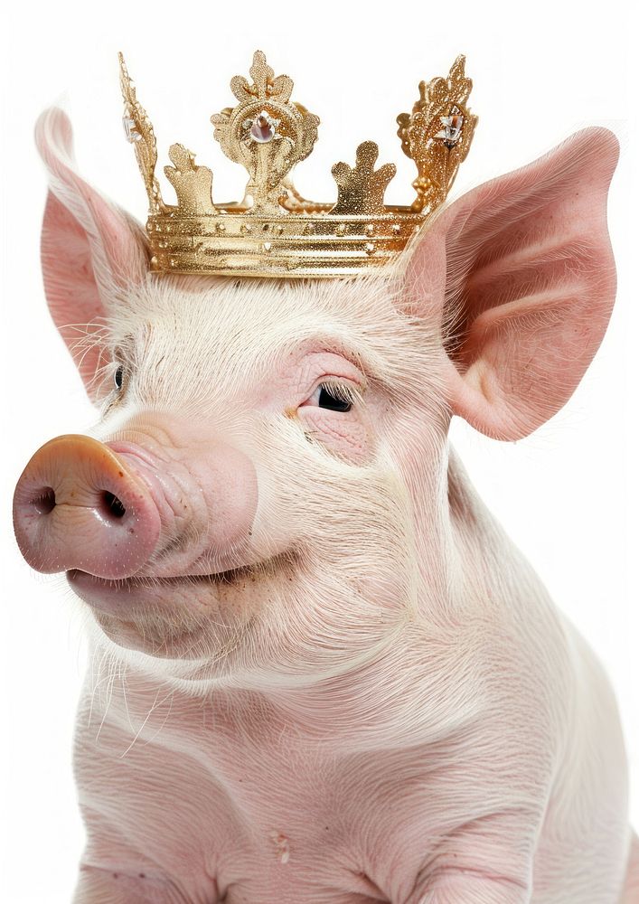 Gold vintage crown animal pig accessories.